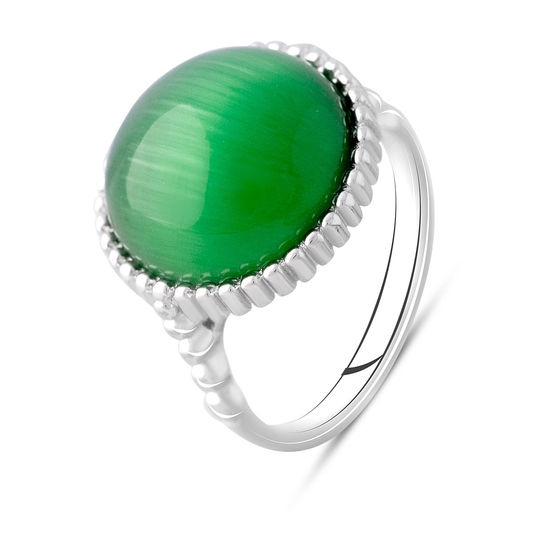 Silver cat's eye ring