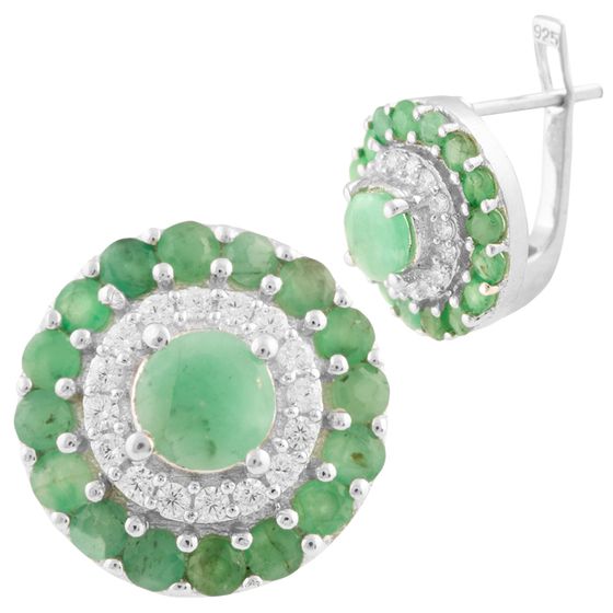 Silver earrings with a 2.65-carat emerald