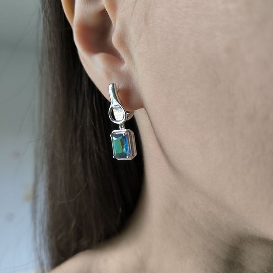 Silver earrings with mystic topaz 3.175ct