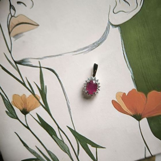 Серебряная подвеска с рубином 1.286ct