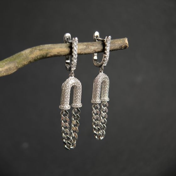 Silver Earrings with Fianites