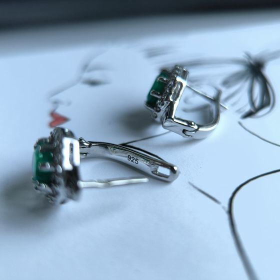 Серебряные серьги с агатом 3.252ct