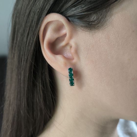 Silver earrings with 1.33 carats of agate