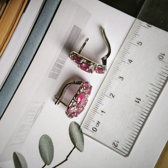 Серебряные серьги с рубином 8.85ct