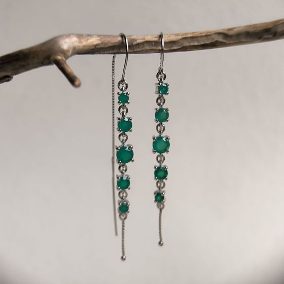 Серебряные серьги с агатом 2.298ct