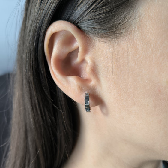 Серебряные серьги с фианитами 0.12ct