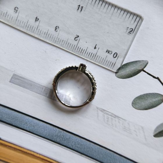 Sterling silver ring with 0.643ct garnet and fianites