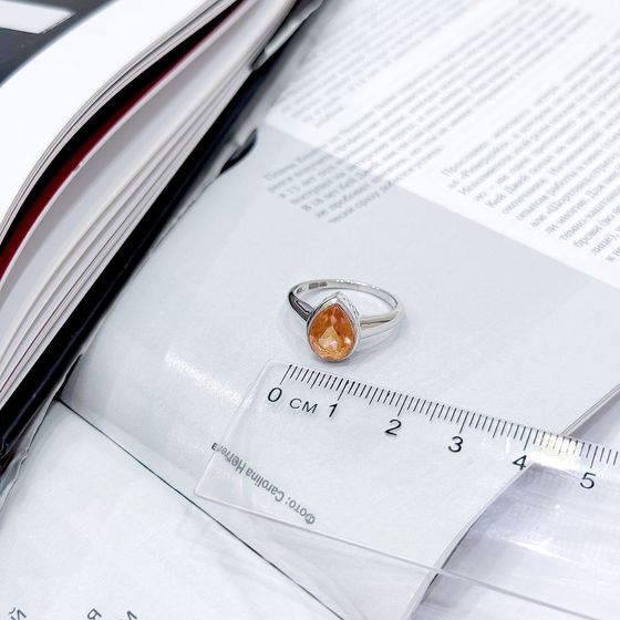 Срібна каблучка із золотим кварцом 1.787ct