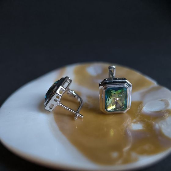 Silver earrings with mystic topaz 4.563ct
