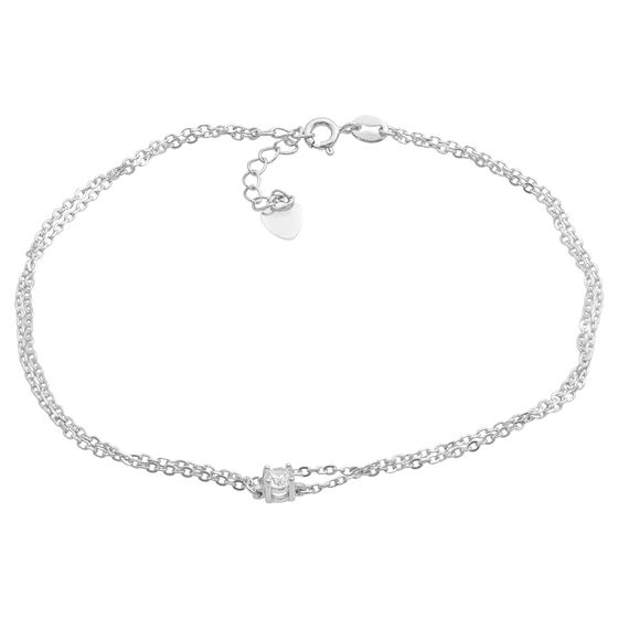 Silver anklet with cubic zirconia