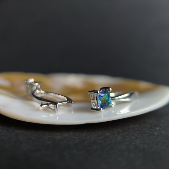 Серебряные серьги с мистик топазом 1ct