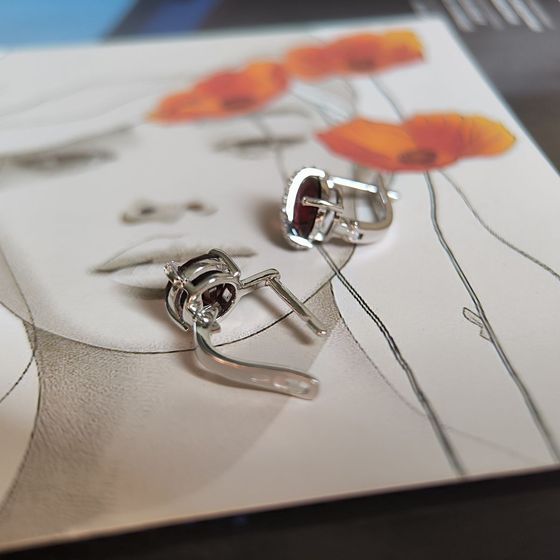 Срібні сережки з гранатом 3.331ct