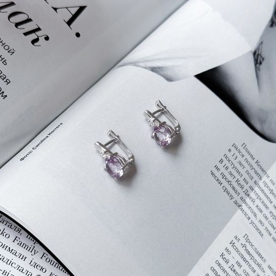 Серебряные серьги с аметистом 3.307ct