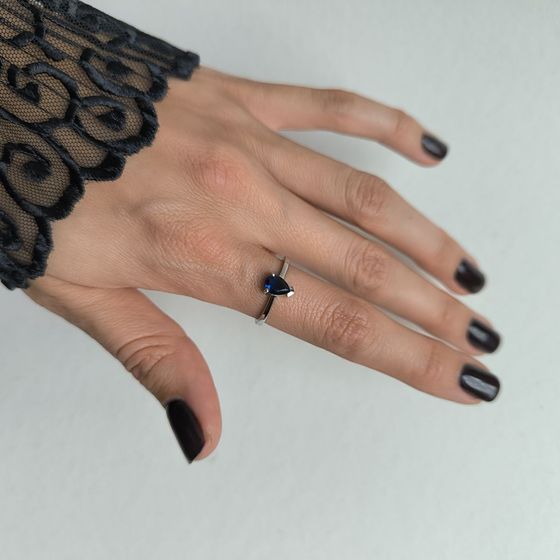 Silver ring with sapphire nano 0.517ct