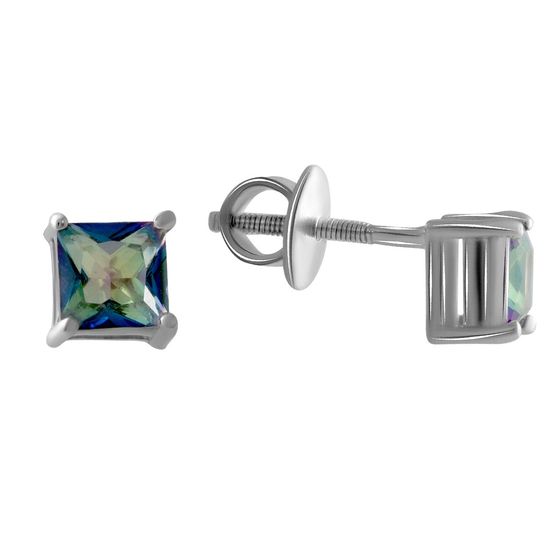 Silver earrings with a 0.954-carat mystic topaz