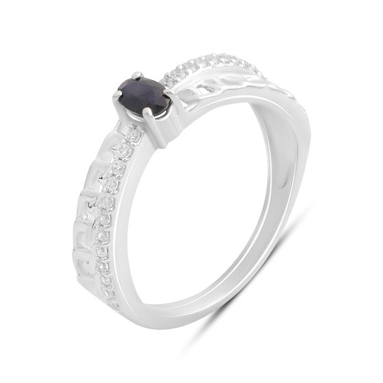 Silver ring with sapphire 0.66ct, fianites