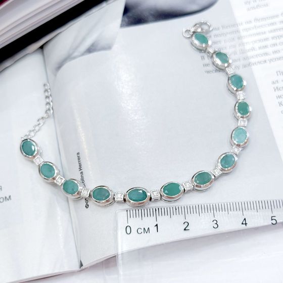 Серебряный браслет с изумрудом 10.06ct
