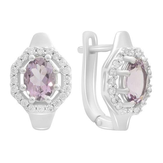 Срібні сережки з аметистом 2.998ct