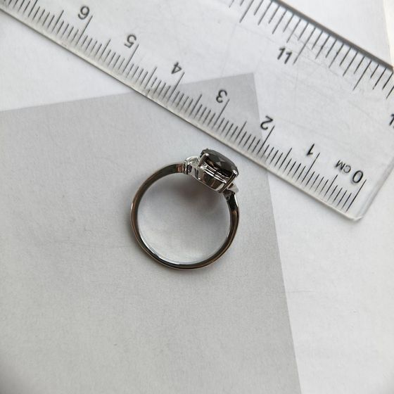 Silver ring with smoky quartz