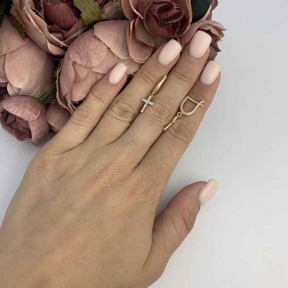 Золоті сережки з фіанітами 0.11ct