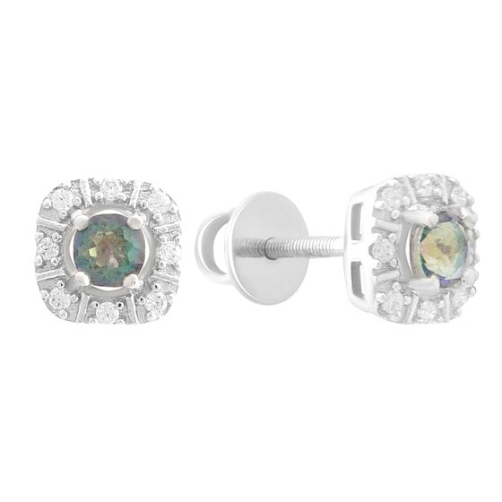 Silver earrings with a 0.648-carat mystic topaz