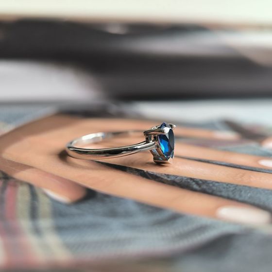 Silver ring with sapphire nano 0.517ct