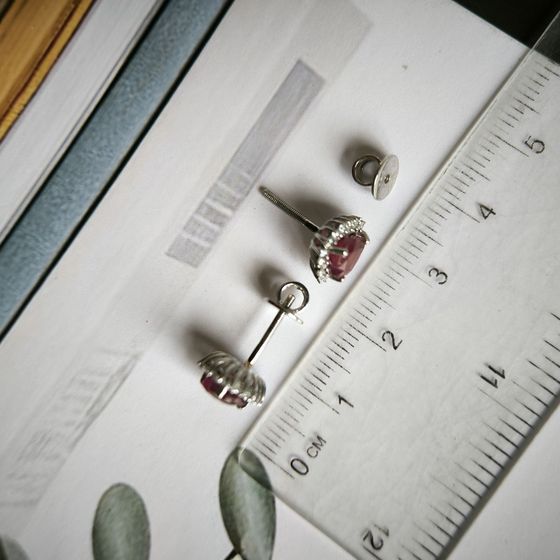 Серебряные серьги с рубином 2.807ct