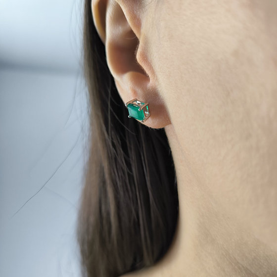 Серебряные серьги с агатом 1.85ct