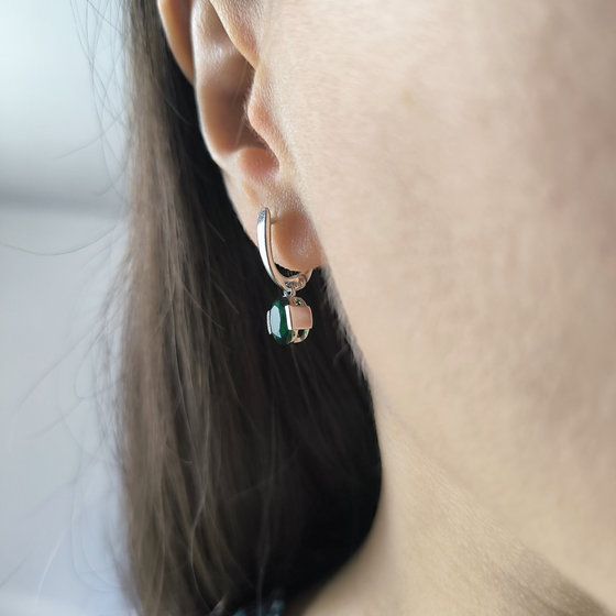 Срібні сережки з смарагдом nano 1.9ct