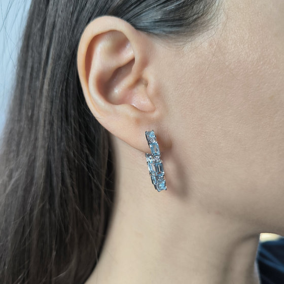 Серебряные серьги с топазом, фианитами