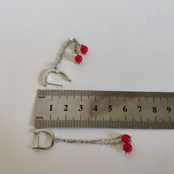 Silver earrings with coral
