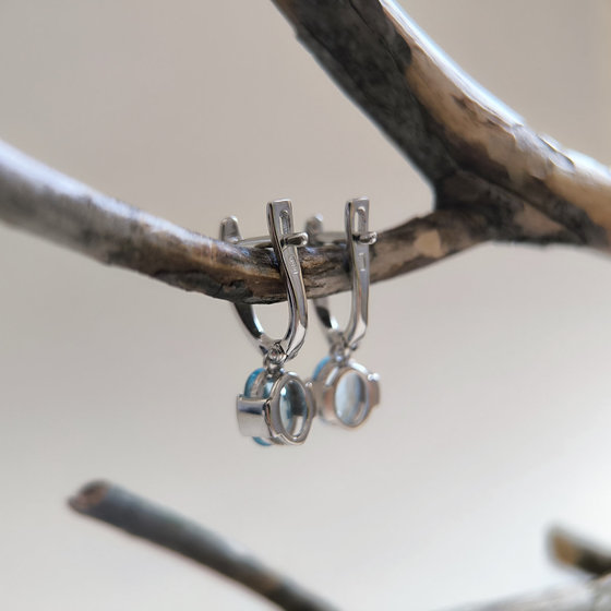 Серебряные серьги с топазом 2.817ct