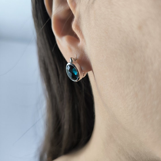 Серебряные серьги с топазом Лондон Блю 4.418ct