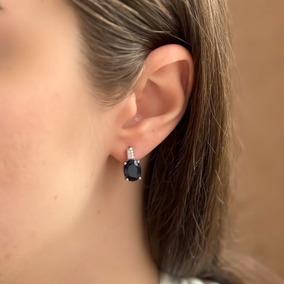 Серебряные серьги с сапфиром 6.57ct