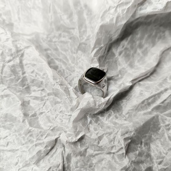 Silver ring with onyx
