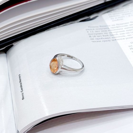 Срібна каблучка із золотим кварцом 1.787ct
