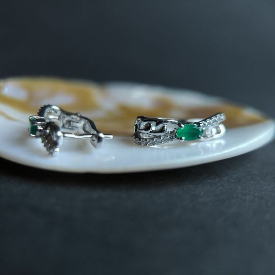 Срібні сережки з агатом 0.73ct