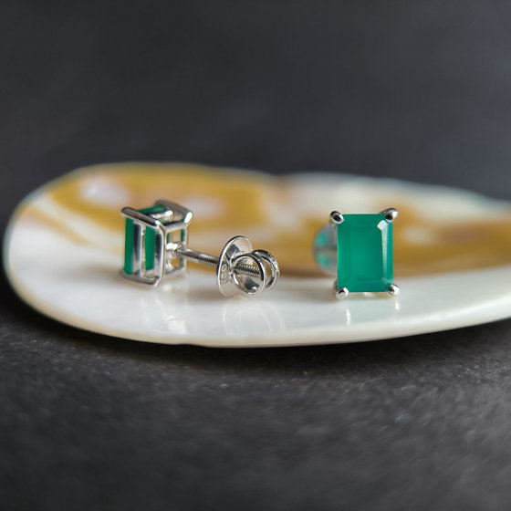 Серебряные серьги с агатом 1.85ct