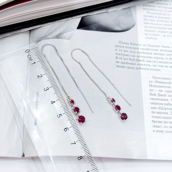 Срібні сережки з рубіном 2.503ct