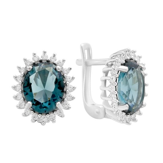 Серебряные серьги с топазом Лондон Блю 4.552ct