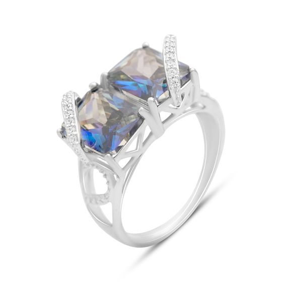 Silver ring with a 10.899-carat mystic topaz