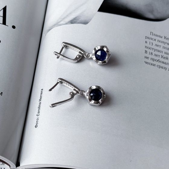 Серебряные серьги с сапфиром 8.185ct