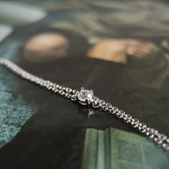 Silver anklet with cubic zirconia