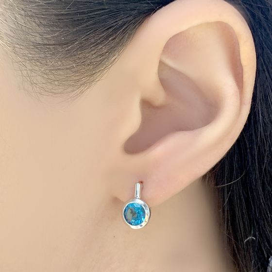 Серебряные серьги с топазом Лондон Блю 1.267ct