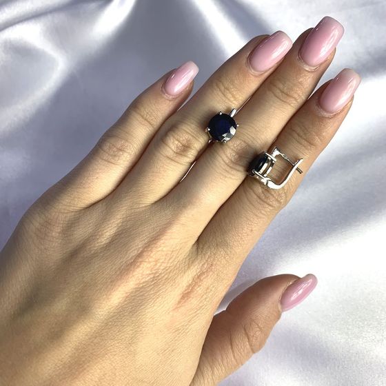 Серебряные серьги с сапфиром 6.025ct