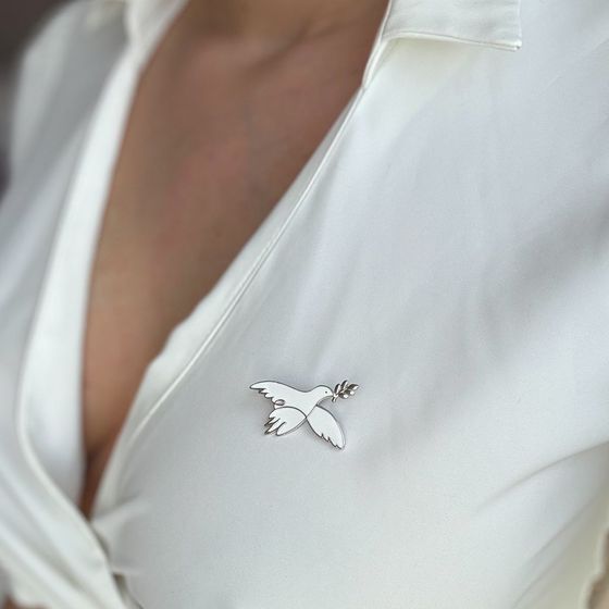 Серебряная брошка с емаллю