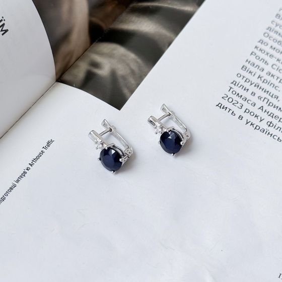 Срібні сережки з сапфіром 5.008ct