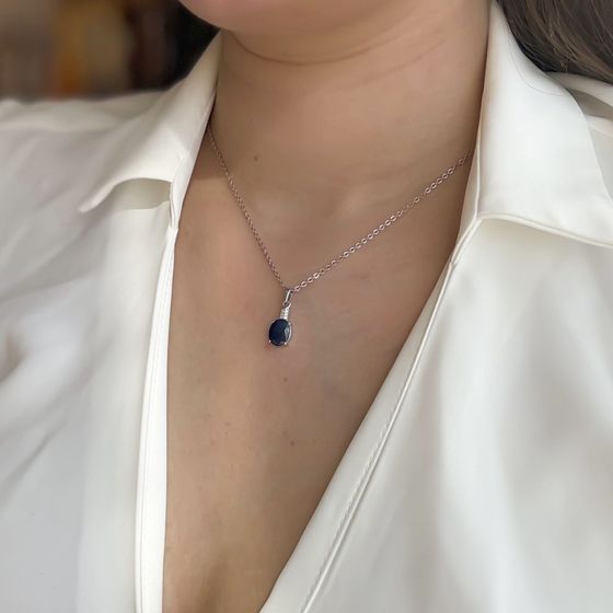 Серебряная подвеска с сапфиром 3.284ct