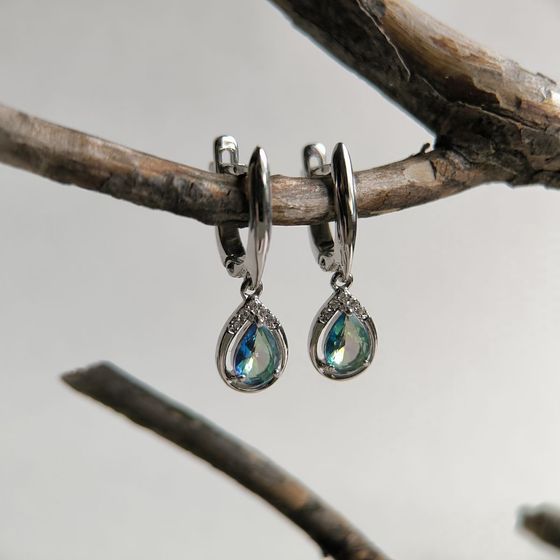Silver Earrings with a 1.06-carat Mystic Topaz