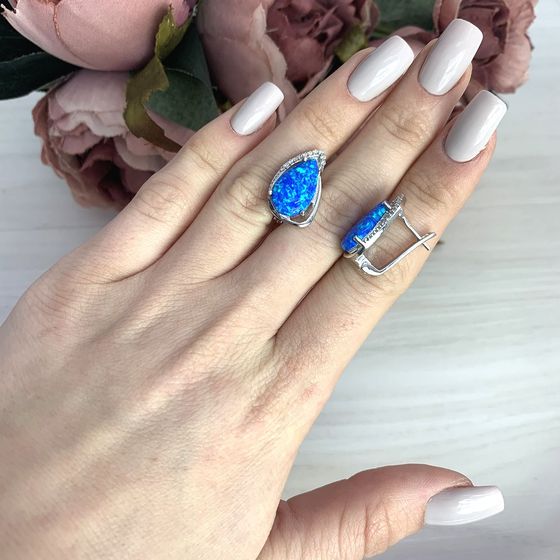 Серебряные серьги с опалом 4.16ct